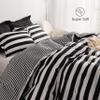 NTBAY 3 Pieces Duvet Cover Set King Size, Reversible Zipper Comforter Cover with 4 Corner Ties and 2 Pillow Shams, Soft Brushed Microfiber Comforter Cover Set with Black and White Striped Printed view 3