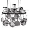 Vdomus Heavy-Duty Hanging Pot Rack - 33x17 Inches - Stylish Black Alloy Steel Ceiling Storage with 15 Hooks - Organize Kitchen Cookware and Utensils - Space-Saving Mounted Overhead Holder view 1