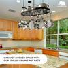 Vdomus Heavy-Duty Hanging Pot Rack - 33x17 Inches - Stylish Black Alloy Steel Ceiling Storage with 15 Hooks - Organize Kitchen Cookware and Utensils - Space-Saving Mounted Overhead Holder view 2