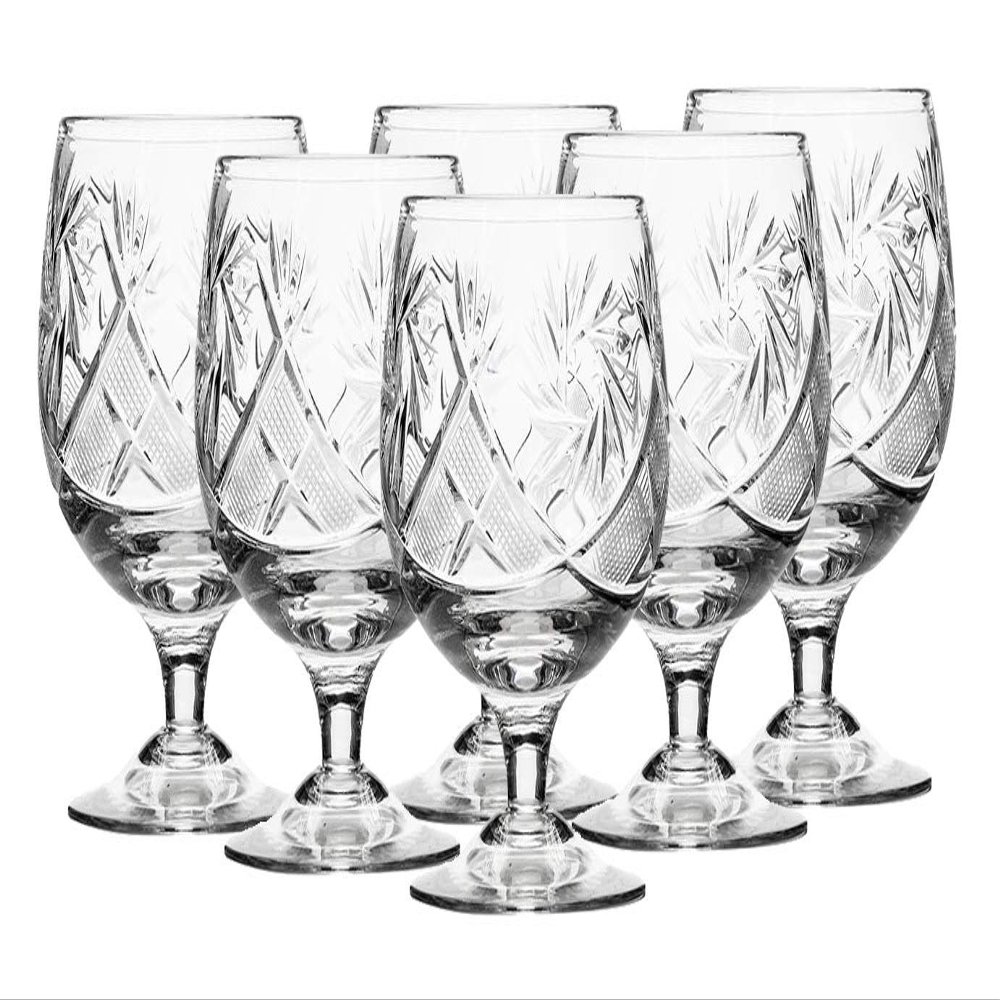 Russian Cut Crystal Cognac Snifters 300ml/10oz Hand Made Set of 6