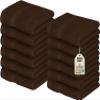 Utopia Towels 12 Pack Premium Wash Cloths Set, 12 by 12 Inches, 100% Cotton Ring Spun, Highly Absorbent and Soft Feel Essential Washcloths for Bathroom, Spa, Gym, and Face, Dark Brown view 1