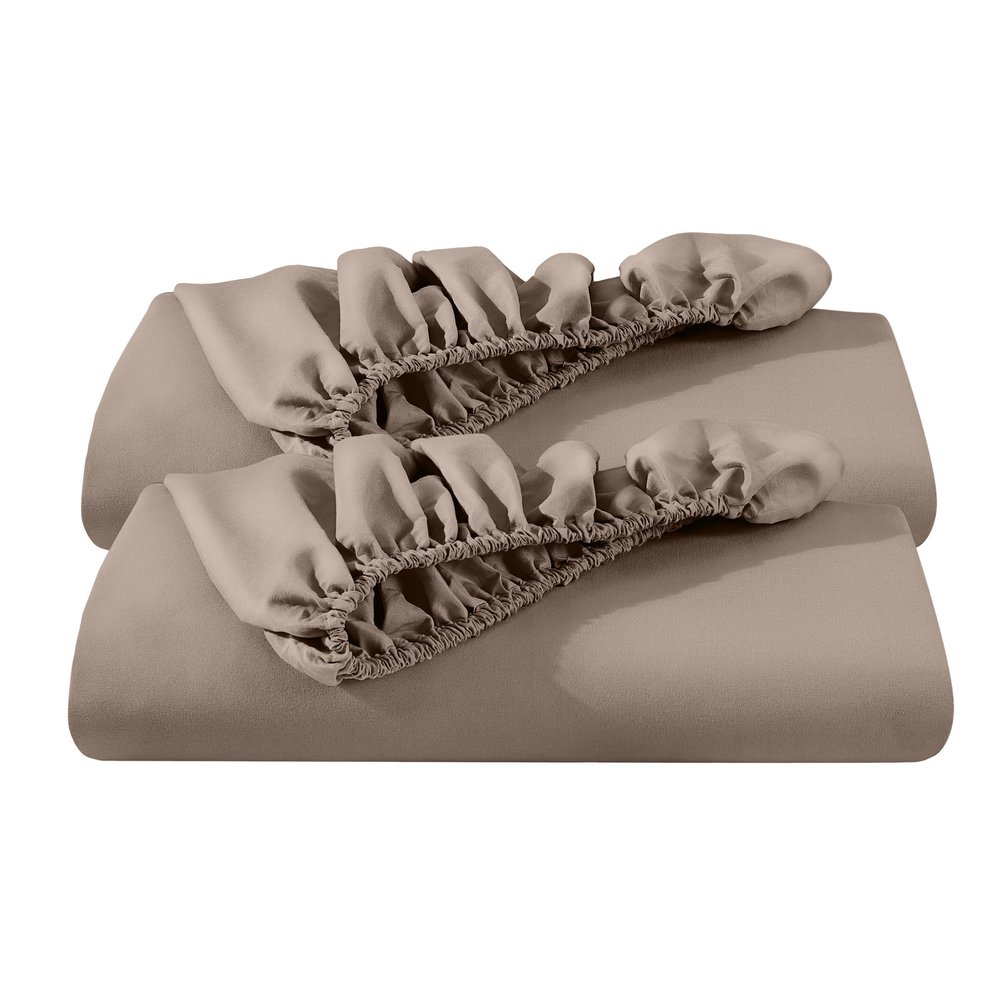 Bare Home 2-Pack Fitted Bottom Sheets Twin XL - Premium 1800 Ultra-Soft Wrinkle Resistant Microfiber - Deep Pocket (Twin XL, Taupe)