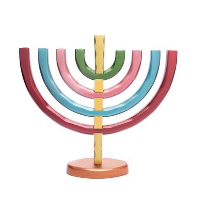World Of Judaica Yair Emanuel Anodized Aluminum Hanukkah Menorah with Bright Colors