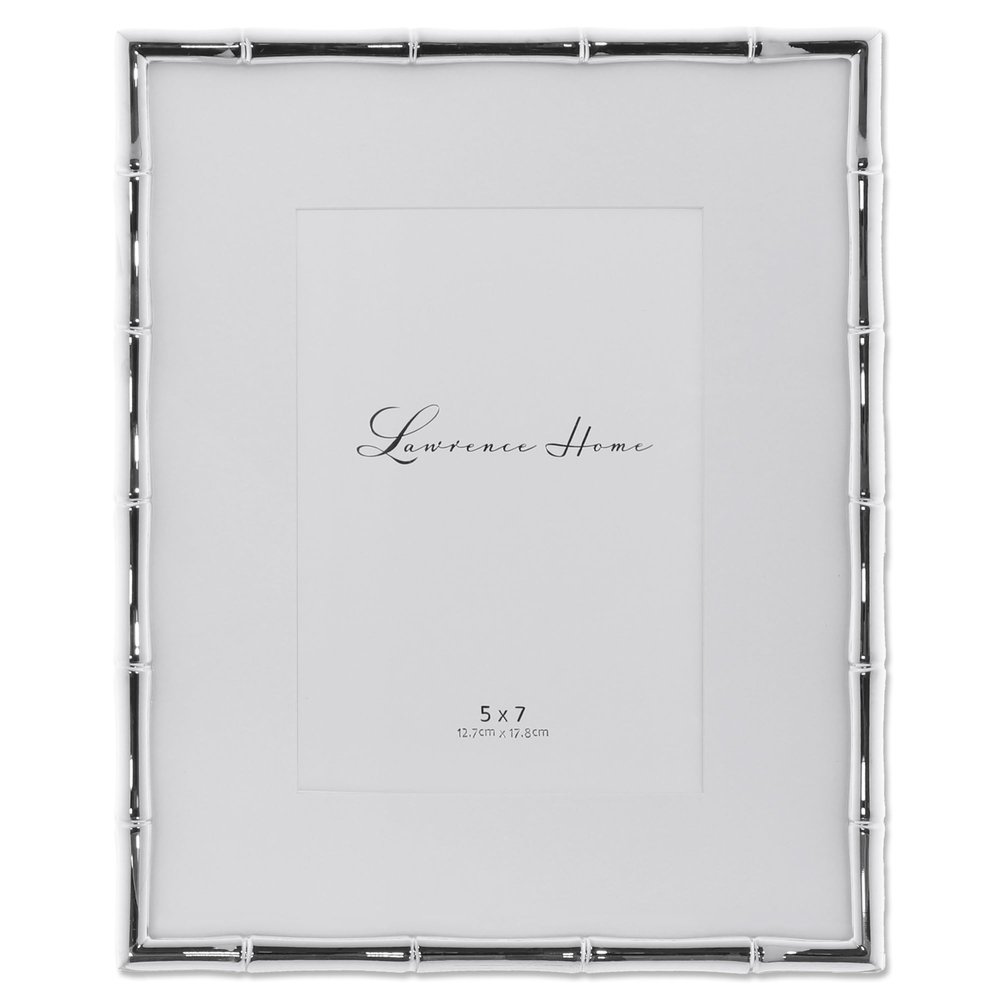 Lawrence Frames Bamboo Design Metal Frame, 8x10, Matted 5x7, Silver