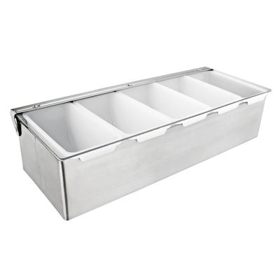 New Star Foodservice 48032 Stainless Steel Condiment Dispenser with 5 Compartments (No Ice Tray)