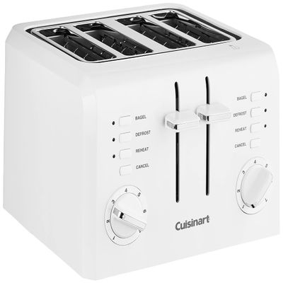Cuisinart 4-Slice Compact Plastic Toaster, White, CPT-142P1