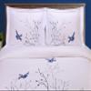 Superior 100% Cotton Percale Embroidered 3-Piece Duvet Cover Set, Full/Queen, Blue Swallow view 2