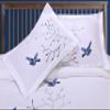 Superior 100% Cotton Percale Embroidered 3-Piece Duvet Cover Set, Full/Queen, Blue Swallow view 3