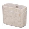 Creative Home Natural Champagne Marble Toothbrush Holder for Bathrooms, Rectangular Bathroom Countertop Organizer, Makeup Brush Holder, 5.5 x 2.6 x 4.5 Inch, Beige view 1