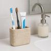 Creative Home Natural Champagne Marble Toothbrush Holder for Bathrooms, Rectangular Bathroom Countertop Organizer, Makeup Brush Holder, 5.5 x 2.6 x 4.5 Inch, Beige view 2