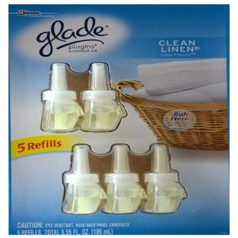 Glade Plugins Scented Oil Clean Linen 1 Warmer 6 Refills ( 2 Pack )