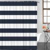 ALAGEO Nautical Stripe Design Fabric Shower Curtain for Bathroom - Navy and White 36" x 72" Shower Curtain for Shower Stall Classic Simple Modern Bathroom Curtain view 2