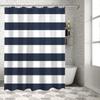 ALAGEO Nautical Stripe Design Fabric Shower Curtain for Bathroom - Navy and White 36" x 72" Shower Curtain for Shower Stall Classic Simple Modern Bathroom Curtain view 3
