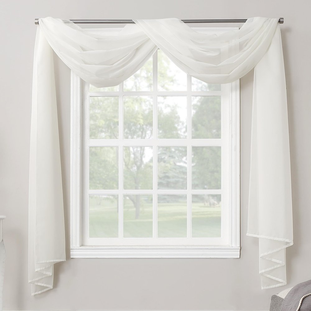 No. 918 Emily Sheer Voile Rod Pocket Curtain Panel, 59 in x 216 in, Eggshell