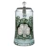 Ireland Glass Beer Stein With Pewter Lid and Pewter Shamrock view 1