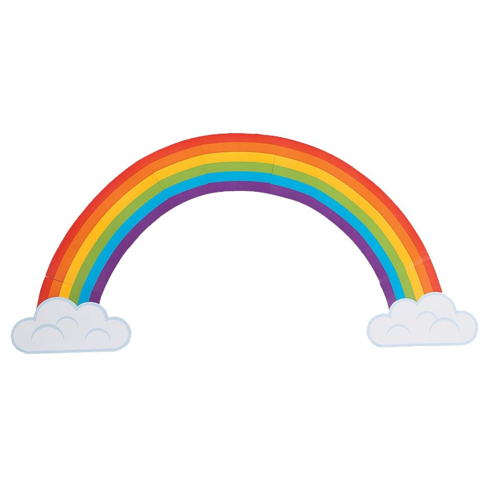Fun Express Jumbo Rainbow Bulletin Board Decorations Set - 10 Ft Classroom Cutouts with Cloud Designs | Perfect for Teacher Classroom Decor, Preschool & School Displays | Colorful Party Backdrop Kit