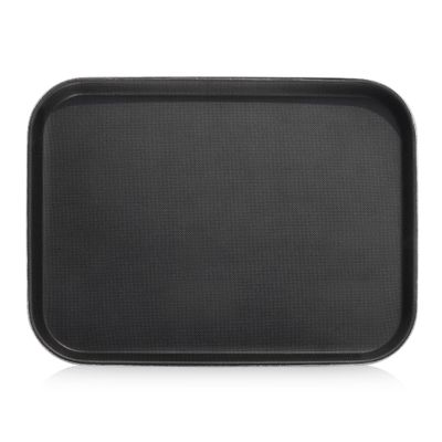 New Star Foodservice 24975 Restaurant Grade Non-Slip Tray, Plastic, Rubber Lined, Rectangular, 12-Inch x 16-Inch, Black