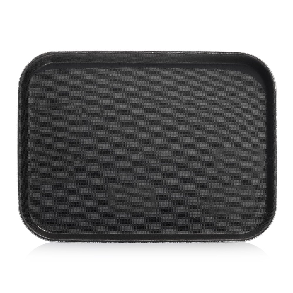 New Star Foodservice 24975 Restaurant Grade Non-Slip Tray, Plastic, Rubber Lined, Rectangular, 12-Inch x 16-Inch, Black