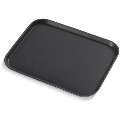 New Star Foodservice 25095 Restaurant Grade Non-Slip Tray, Plastic, Rubber Lined, Rectangular, 14-Inch x 18-Inch, Black