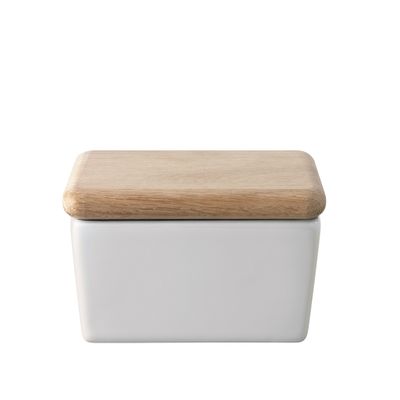 LSA DI38 Dine Butter Dish & Oak Lid H2.5in W5.5in D3.5in
