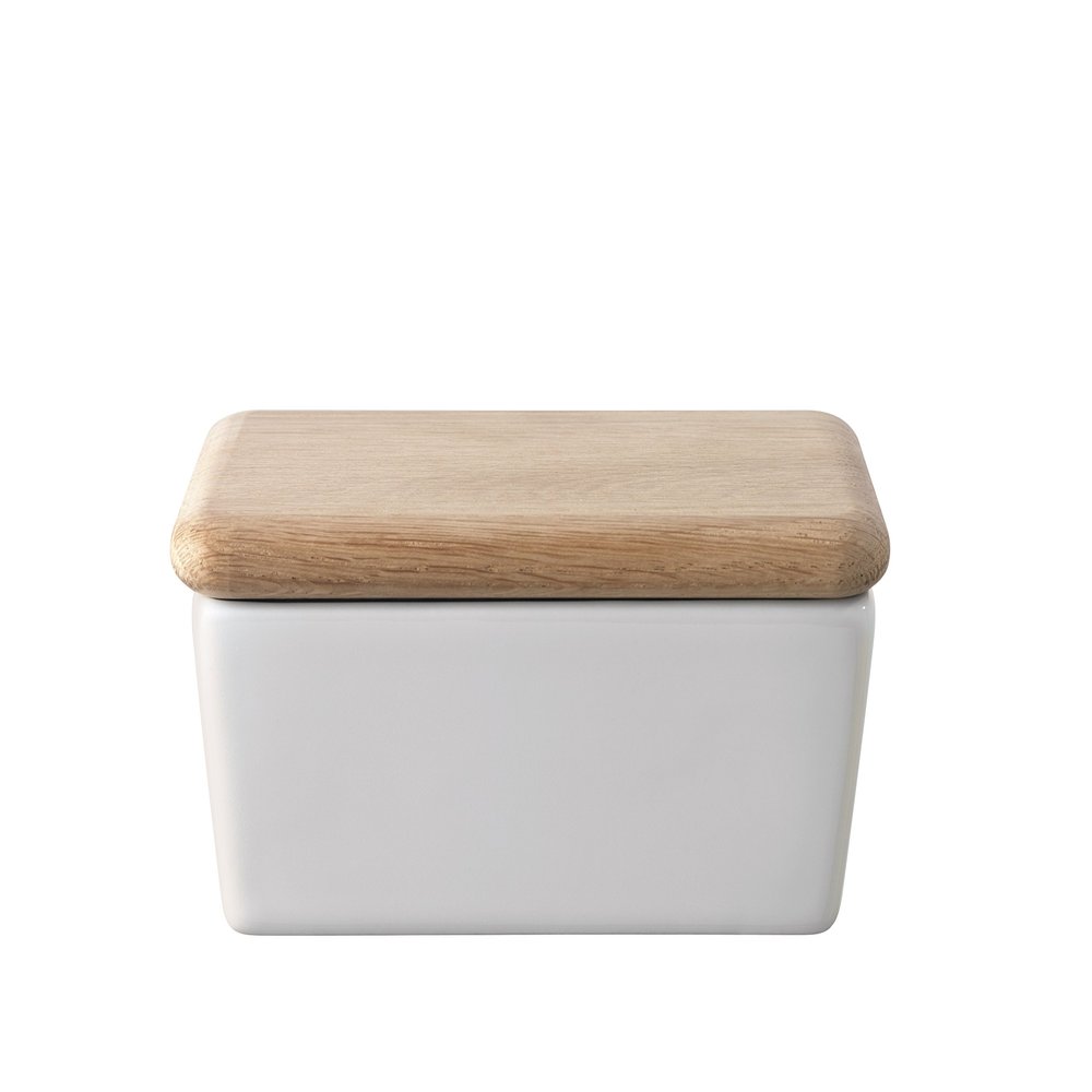 LSA DI38 Dine Butter Dish & Oak Lid H2.5in W5.5in D3.5in