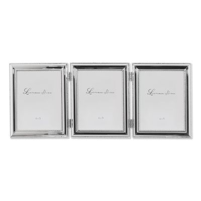 Lawrence Frames 510745T Silver Plated Double Bead Hinged Triple Picture Frame, 4 by 5-Inch