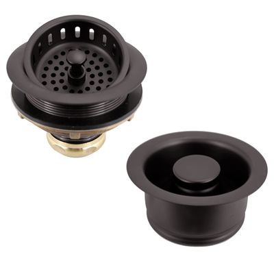 Westbrass D2165-12 Post Style Large Kitchen Basket Strainer with Waste Disposal Flange and Stopper, Oil Rubbed Bronze