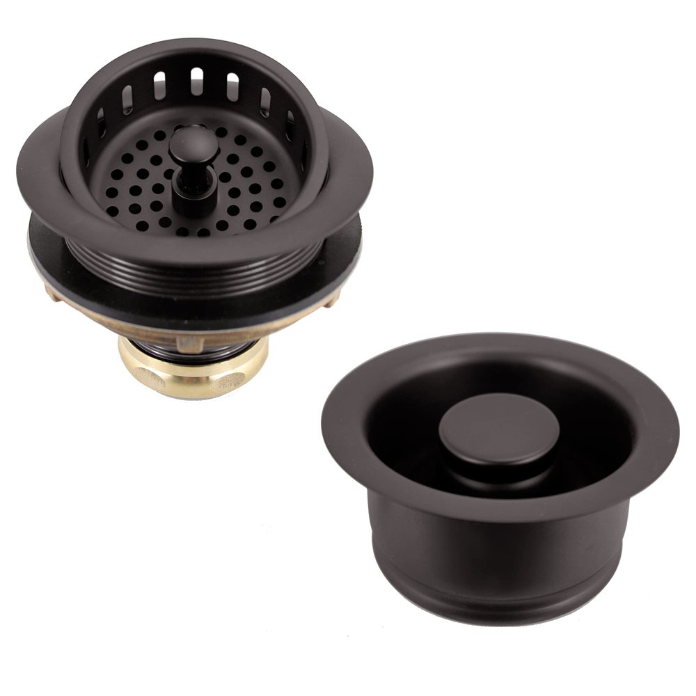 Westbrass D2165-12 Post Style Large Kitchen Basket Strainer with Waste Disposal Flange and Stopper, Oil Rubbed Bronze