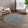 DII Crochet Collection Reversible Bath Mat, Round, 27.5" Diameter, Gray view 2