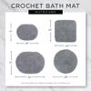 DII Crochet Collection Reversible Bath Mat, Round, 27.5" Diameter, Gray view 3