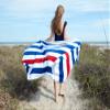 Laguna Beach Textile Co. Striped Cabana Beach Towel - Oversized, Plush 630 GSM Cotton - Red, White and Blue view 4