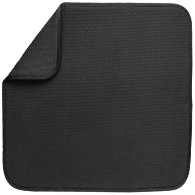 Envision Home 18 In. x 24 In. Dish Drying Mat, Absorbent Microfiber Kitchen Counter Mat, Dish Drying Pad for Dishes, Utensils, Pots and Pans, Black