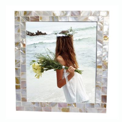 GIFTME 5 White Picture Frame 8x10 Wedding Picture Frame Mother of Pearl Photo Frames for Wall Hanging or Tabletop 8 by 10 inch (Natural White,1Pc)