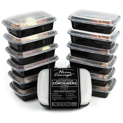 Premium Meal Prep Food Containers with Lids [Heim Concept] Durable Reusable Top Rack Dishwasher Safe Leak-Resistant Microwavable Compact Stackable Storage Meal Prep To-Go Container Convenience 12-pack