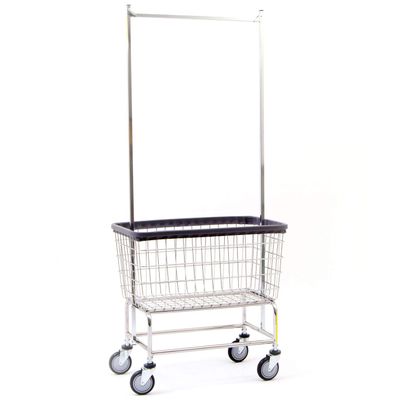 R&B Wire 200F56 Extra Large Heavy Duty Wire Laundry Cart | 4.5 Bushel | Steel Frame with Chrome Finish | Commercial Laundry Basket | Industrial Bumper | 5" Clean Wheel System Casters
