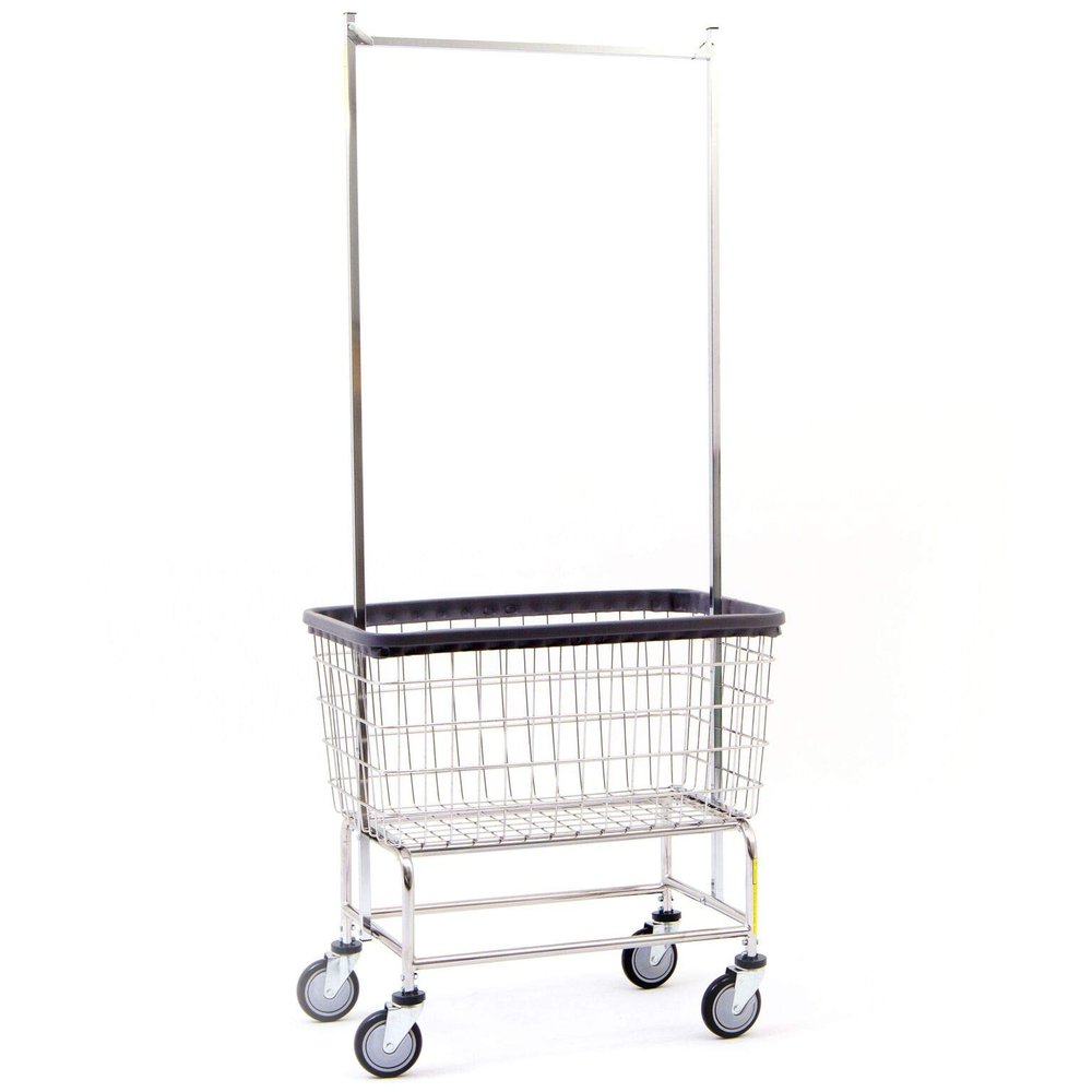 R&B Wire 200F56 Extra Large Heavy Duty Wire Laundry Cart | 4.5 Bushel | Steel Frame with Chrome Finish | Commercial Laundry Basket | Industrial Bumper | 5" Clean Wheel System Casters