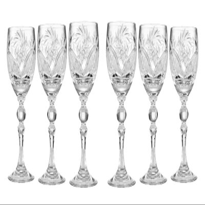 Belarus Set of 6 Russian Vintage Crystal Cut Vodka Shot Glasses, Long Stem, 2 oz Hand Made