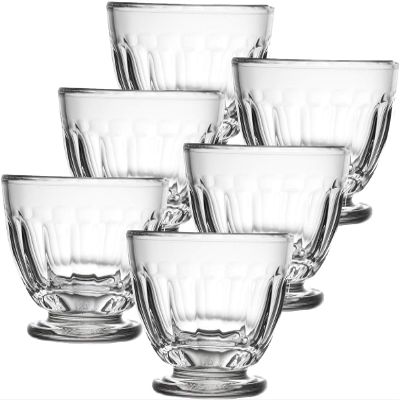 La Rochere Perigord Mini Glass Bowls Set of 6  Classic French Mini Footed Bowls with Faceted Ribbed Design  Pressed Small Glass Dessert Cups for Fruit, Ice Cream & Elegant Entertaining (4.5 Oz)