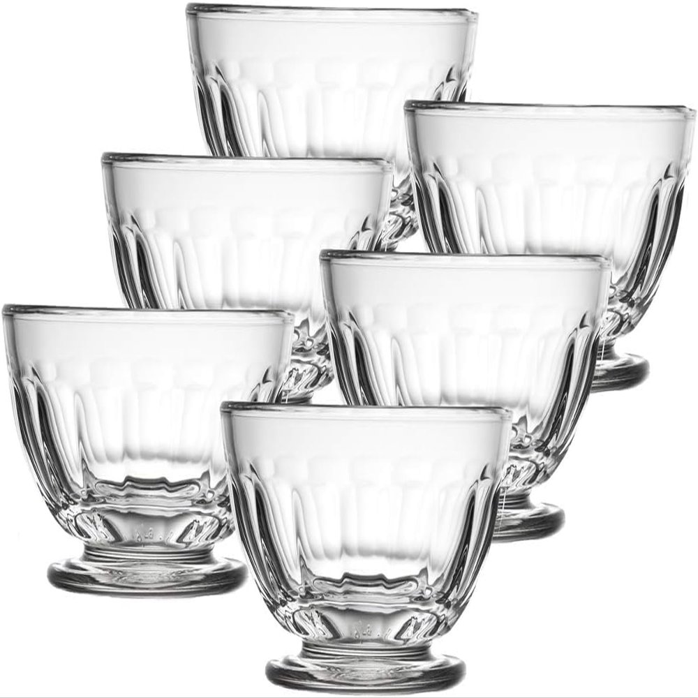 La Rochere Perigord Mini Glass Bowls Set of 6 Classic French Mini Footed Bowls with Faceted Ribbed Design Pressed Small Glass Dessert Cups for Fruit, Ice Cream & Elegant Entertaining (4.5 Oz)