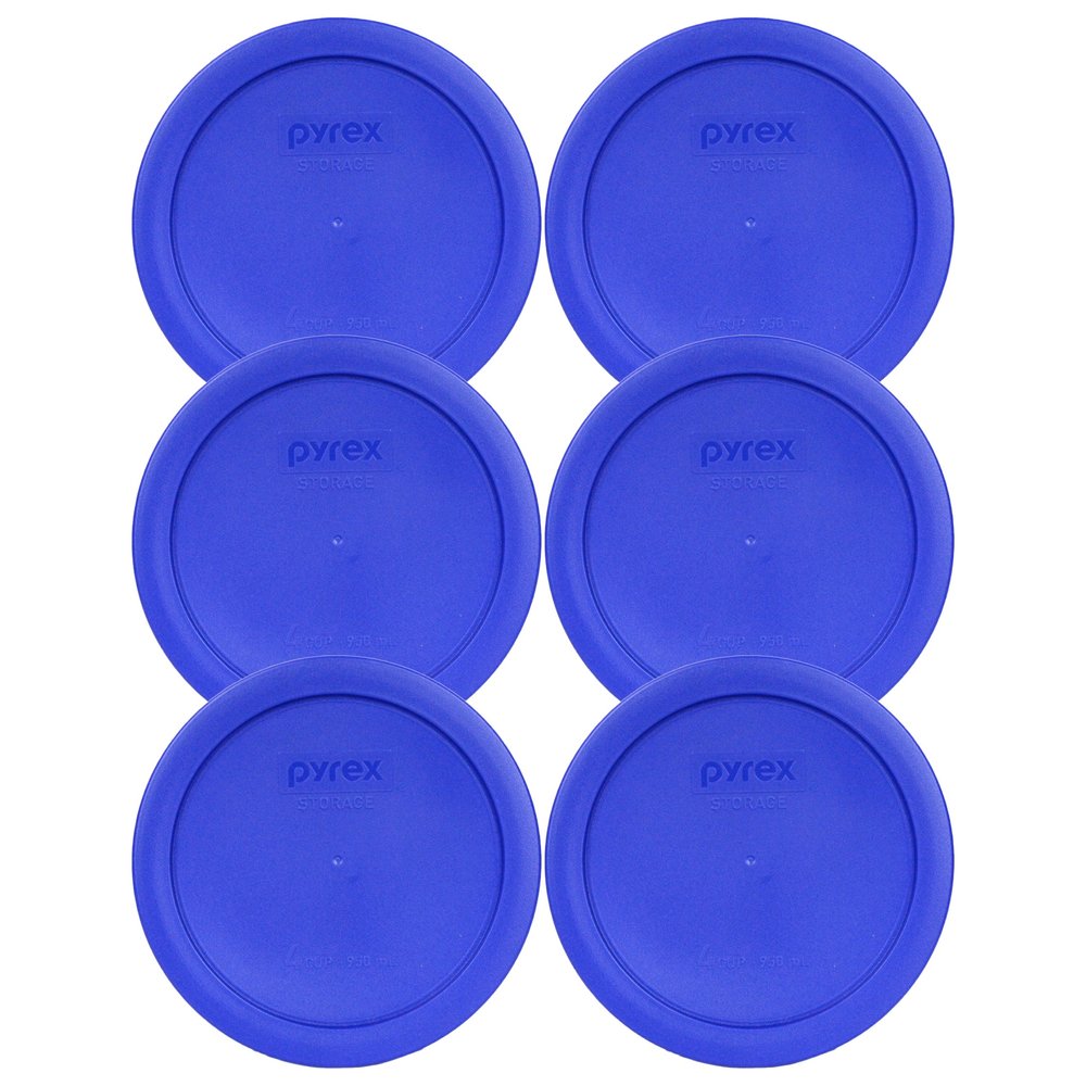 Pyrex 7201-PC 4-Cup Cadet Blue Food Storage Replacement Lid (6-Pack) - Made in USA