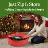 Wreath Storage Bag - 24-inch Organizer for Artificial Christmas Wreaths and Garland - Holiday Themed Tote with Green Handles by Tiny Tim Totes (Red) view 2