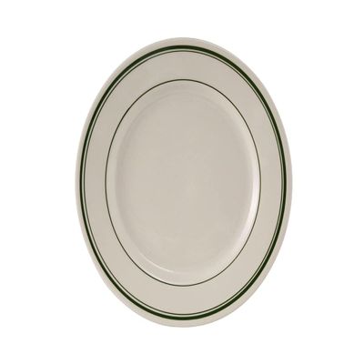 Tuxton China TGB-022 Plate, 8-3/8" Diameter, Round, Wide Rim, Rolled Edge, Microwave and Dishwasher Safe, Oven Proof, Fully Vitrified, Ceramic, Green Bay, Pack of 36