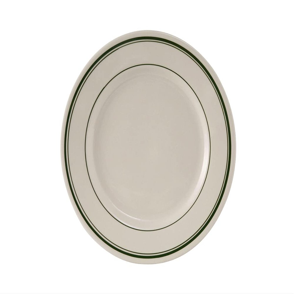 Tuxton China TGB-022 Plate, 8-3/8" Diameter, Round, Wide Rim, Rolled Edge, Microwave and Dishwasher Safe, Oven Proof, Fully Vitrified, Ceramic, Green Bay, Pack of 36