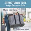 CleverMade Collapsible LUXE Tote - Gray Black 1 Pack 30L / 8Gal - Reusable Utility Grocery Shopping Storage Bag Organizer w/ Handles Reinforced Bottom view 2