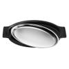 New Star Foodservice 26733 Oval Stainless Steel Sizzling Platter with Insulated Holder, 11.63" x 8", Black view 2