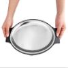 New Star Foodservice 26733 Oval Stainless Steel Sizzling Platter with Insulated Holder, 11.63" x 8", Black view 3