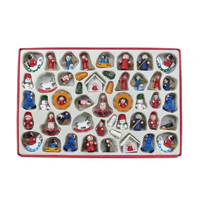 Kurt Adler Petite Treasures Wooden OrnamentMini, Set of 48