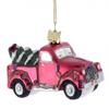 Noble Gems Red Truck with Christmas Tree and Lights Glass Ornament NB0200 New view 1