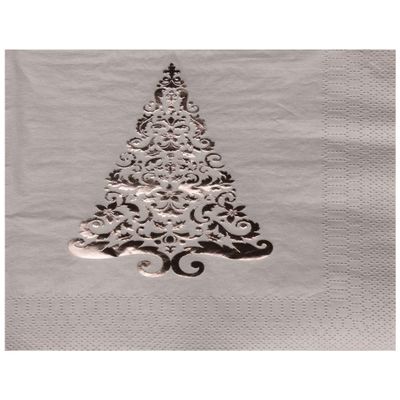 16-Count Glitz Foil Stamped Paper Lunch Napkins, Silver