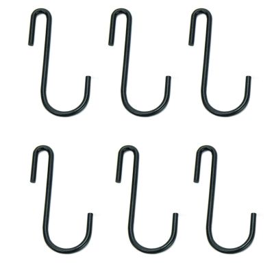 Huji Black S Shaped Heavy Duty Hanging Hooks for Kitchenware Pots Pans Utensils (Set of 6 Hooks)